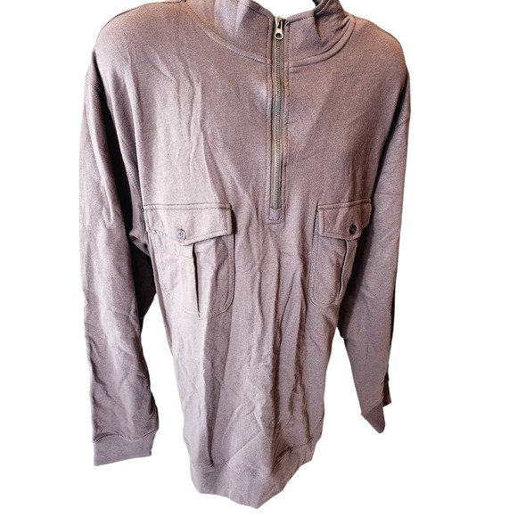 Rustic Ridge Mens Size 2XL Brown Cotton Half Zip Pullover Shirt Button Pockets - Picture 2 of 11